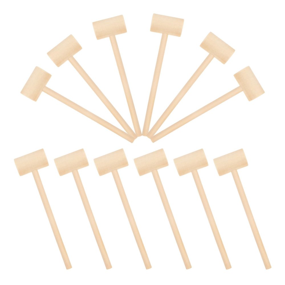 HOODANCOS 12pcs Mini Wood Mallet for Boys Solid Wood Hammer for Hand-Eye Coordination and Dexterity Development Safe Pounding Play Tool
