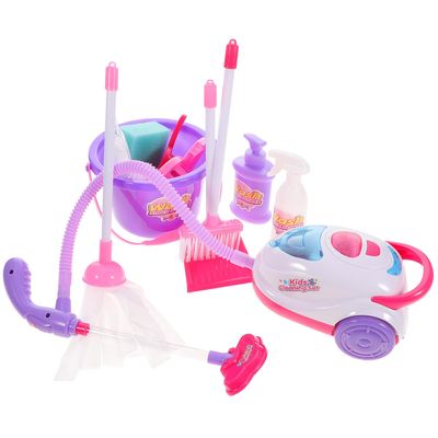 Holibanna Pretend Vacuum Cleaner for Realistic Cleaning Tool Kit with Broom and Mop Accessories Lightweight and Portable Playhouse for Boys and Educational and Fun Random Color