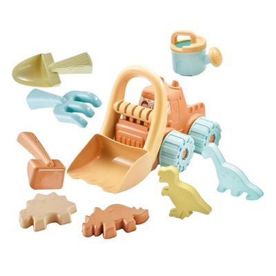Abaodam 9pcs Outdoor Beach Set for Dinosaur Sand Molds Rake Shovel Watering Can Sand Castle Tools Multiuse Bath Water Sandbox Play Accessories for Boys