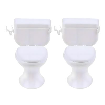 2Pcs 1:12 Scale Miniature Bathroom Toilet - Realistic Dollhouse Furniture for DIY Crafts, Dioramas and Architectural Models
