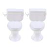 2Pcs 1:12 Scale Miniature Bathroom Toilet - Realistic Dollhouse Furniture for DIY Crafts, Dioramas and Architectural Models view 1