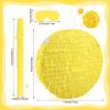 Adecortalk Yellow Round Blank Pinata Circle Folding Pinata with Bat Stick Blindfold Confetti for Kids Birthday Wedding Celebration Baby Shower Carnival Party Supplies,13 x 13 x 3.15 Inches view 2