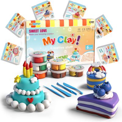 Air Dry Clay for Kids, 6 Sweet Treat Dessert Tutorials, Modeling Clay Kit with Tools, Soft Non Sticky Clay, Kids Arts and Crafts Activity Set Ages 3+, Home Classroom