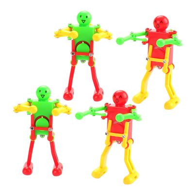 BESPORTBLE 4pcs Wind-up Dancing Robot for Adults Clockwork with Bright Colors Portable Indoor Outdoor Fun Interactive Play Random Color