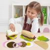 28PCS/Set Felt Play Food Hamburger Sandwich Stacking Toy with Beef Steak Vegetables Pretend Play Food for Kids Kitchen view 3