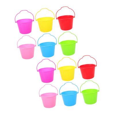 Abaodam 12PCS Sand Pails Vibrant Mini Buckets with Fishing Tool for Outdoor Beach Garden Play Safe and Skill-Boosting for Active