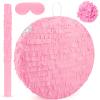 Adecortalk Pink Round Blank Pinata Circle Folding Pinata with Bat Stick Blindfold Confetti for Kids Birthday Wedding Celebration Baby Shower Carnival Party Supplies,13 x 13 x 3.15 Inches view 1