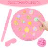 Adecortalk Pink Round Blank Pinata Circle Folding Pinata with Bat Stick Blindfold Confetti for Kids Birthday Wedding Celebration Baby Shower Carnival Party Supplies,13 x 13 x 3.15 Inches view 4