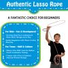 Cowboy Lasso Rope for Kids with Pre-Tied Loop, 20' - 9mm Unwaxed Lariat Roping Rope Toy for Indoor Outdoor Western Play & Costume Prop (Red Blue) view 2