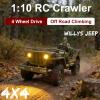 YUCT 1/10 RC Crawler Willys Jeep, RC Rock Crawler 4x4 Military Off-Road Car with Driver Figure & Machine Gun Oliver Green view 2
