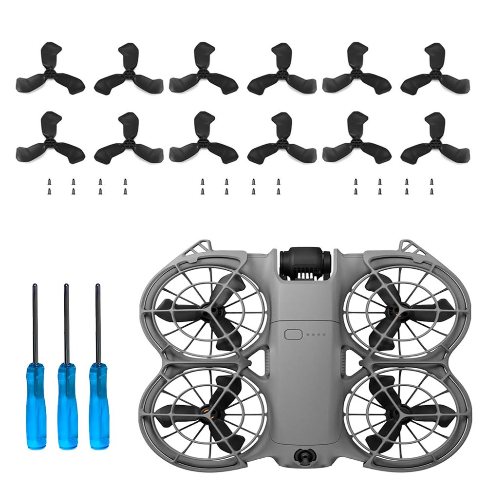 12Pcs Propellers for DJI Neo 2 PC Replacement Propeller Blades, Lightweight Quiet Low-Noise Design, Durable Flexible Drone Spare Parts,Black
