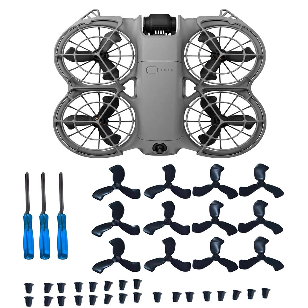 12Pcs Propellers Compatible with DJI Neo 2 Accessories Plastic Replacement Propeller Blades, Lightweight Quiet Low-Noise Design, Durable Flexible Drone Spare Parts Including Screws and Screwdriver