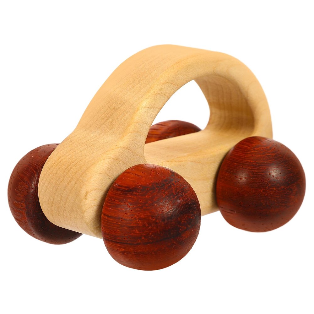 Mikinona Wooden Push Car for Grasp Training Smooth Rounded Edges Secure Grip Plaything Maple Sensory Development