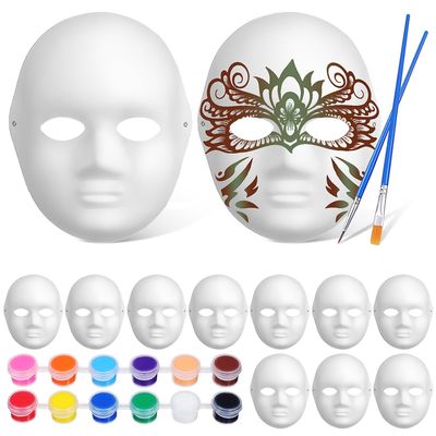 Alasum DIY Paper Masks for Women and Blank Pulp Masquerade Masks Kit Colors Paint Brushes Craft Activity for Halloween Costume Parties and Artistic Play