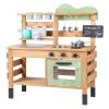 GIFZES Mud Kitchen for Kids Outdoor, Outdoor Wooden Pretend Play Kitchen Set with Stoves, Removable Sink, Faucet, Blackboard, Cooking Accessories, Backyard Garden Toddler Kitchens Playset Burlywood view 1