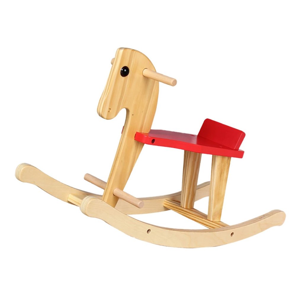 ERINGOGO Wooden Rocking Horse Pine Wood Rocker Chair with Seat Smooth Edges Safe Riding Plaything Reusable Hobbyhorse
