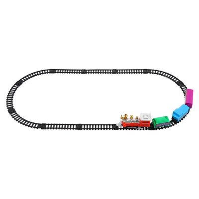 JUMPLAWN Christmas Electric Train Set for Plastic Railway Track and Portable Suitcase Safe Smooth Surface for Boys and Bright Non-Fading Colors for Holiday Fun and Early Development