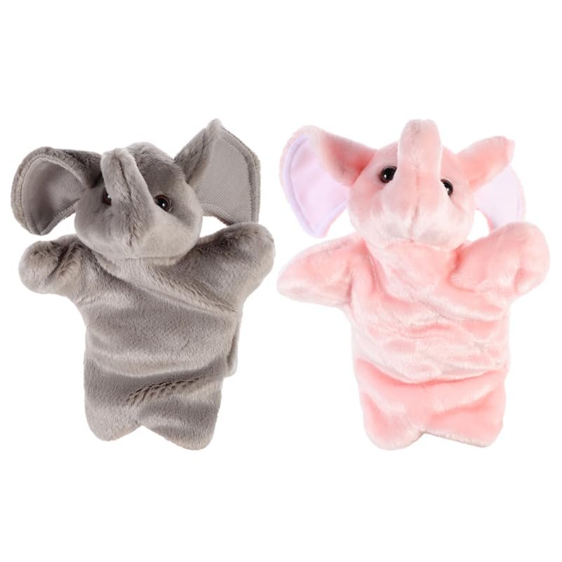 Alasum 2pcs Elephant Hand Puppets for Interactive Plush Soft Animal Finger Puppets for Motor Skills Development and Pretend Play