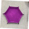 Alasum Hexagon PU Leather Dice Tray Collapsible Storage Box with Thickened Button Foldable Hexagonal Dice Holder for RPG Tabletop Games and Desktop Organizer Purple view 2