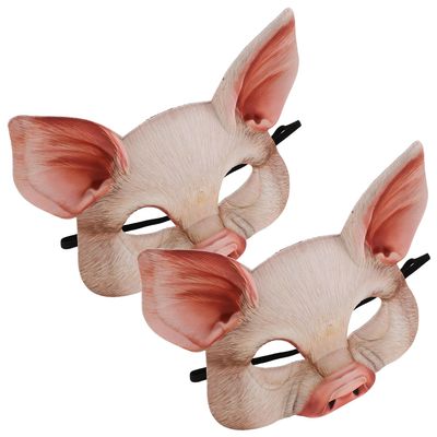 2 Pcs Pink Half Face Pig Masks Lightweight Masquerade Ball Mask for Halloween Party Festival Cosplay Carnival Fancy Dress