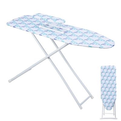 Ironing Board - 4 Gear Height Adjustable Full Size Iron Board with Ron Rest,Lightweight Compact Wide Ironing Boards with Heat Resistant Cover and Anti-Slip Stand, Irons Stand 42x31x12 in Light Blue