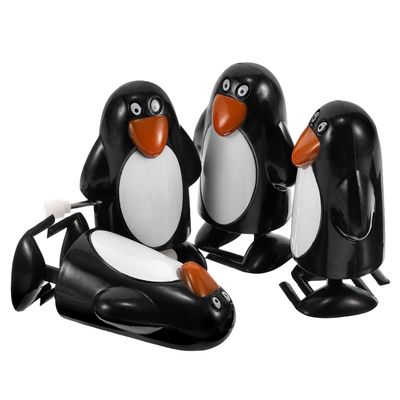 HOODANCOS 4pcs Mini Penguin Wind-up Christmas Clockwork Figurines Festive Holiday Party Favors Stocking Stuffers Collectible Interactive Plastic Animal Playsets