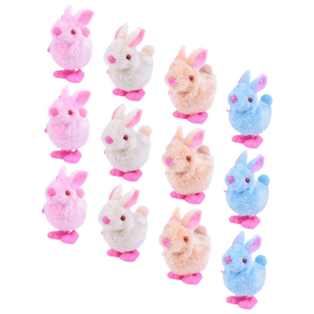 ERINGOGO 12pcs Wind-up Plush Bunny Jumping for Clockwork Rabbit Fun Christmas and Home Decoration Novelty Animal Windup for Boys