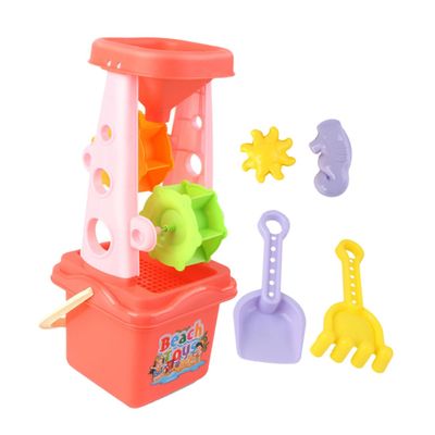 Abaodam 5pcs Interactive Beach Set with Hourglass Sand Shovel Rake and Bucket Mixed Color Beach Bucket for Imaginative Sandbox and Outdoor Play