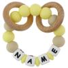 Personalized Baby Rattle Teether with Name, Customized Grasping Activity Shaker Grab Rattles, Early Educational Toys with Wood Teething Rings for Newborn Infant Toddler (Yellow) view 1