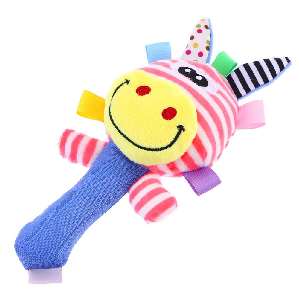 ERINGOGO Plush Animal Hand Rattle for Boy Girl Years Soft Educational Sound Bell with Giraffe Design and Yellow Mouth Early Learning Wrist Rattles for Development and Interaction