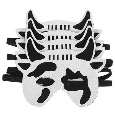 4Pcs Animal Cartoon Masks Lightweight Felt Material for Halloween Dress Up Birthday Party Photo Props Cow Design