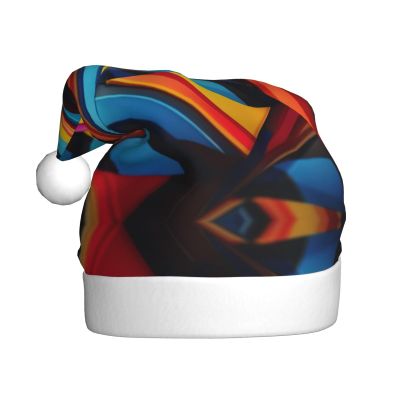 aabkjgfr Triangle Stripes Bohemian Print Adult Santa Hat,Soft And Comfortable Santa Hat,Suitable For New Year'S Holiday Parties,Indoors And Outdoors.