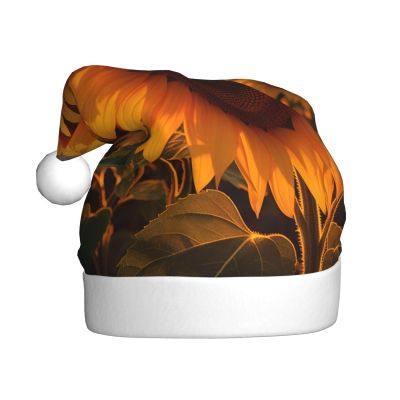 aabkjgfr Stylish Sunflowers Print Adult Santa Hat,Soft And Comfortable Santa Hat,Suitable For New Year'S Holiday Parties,Indoors And Outdoors.