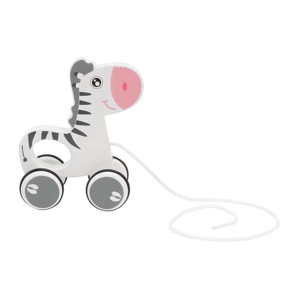 Alasum Wooden Cartoon Zebra Pulling Car for Safe Smooth Edges Eco-Friendly Animal Drag Gift for Walking Development and Birthday Christmas