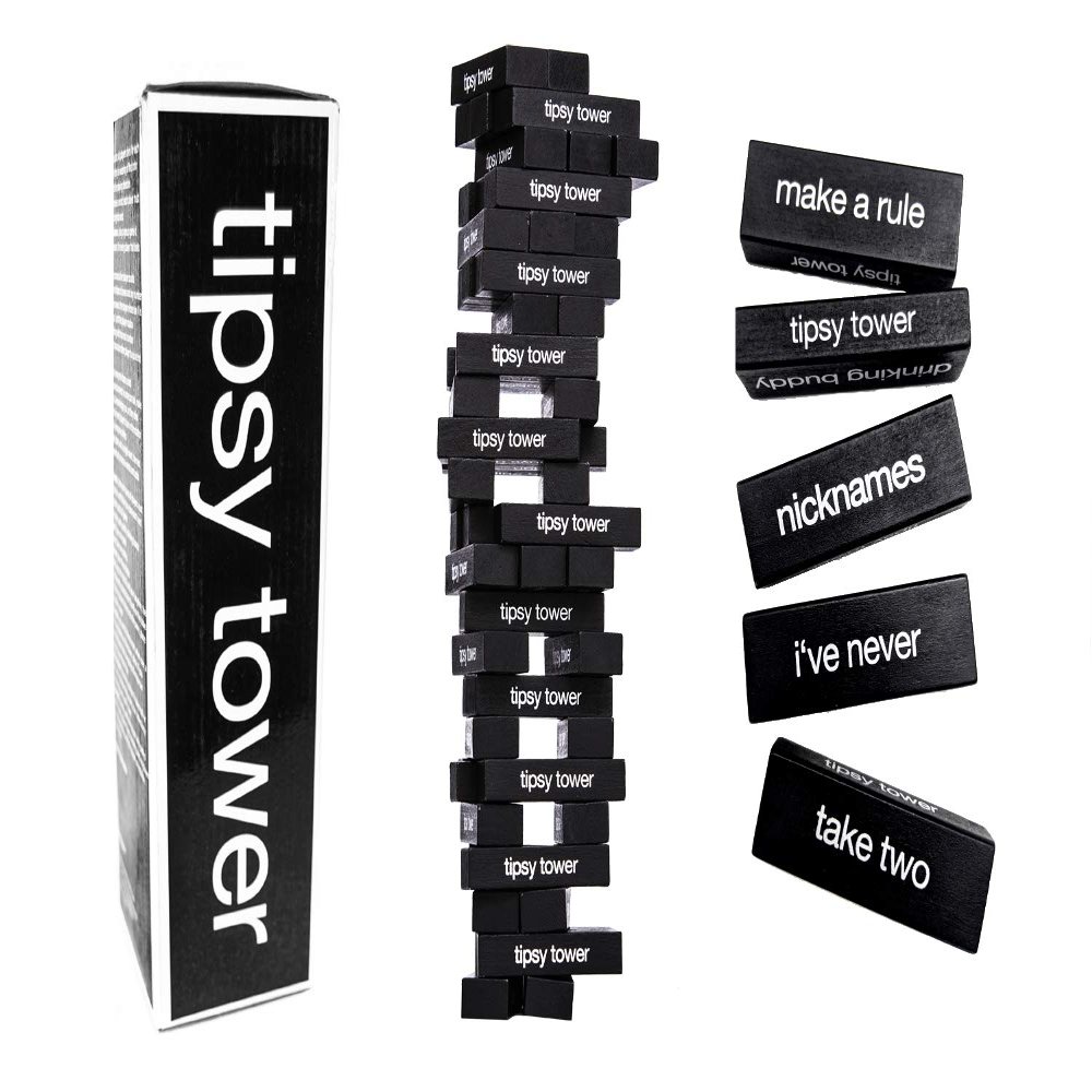 ShouldWeDrinkTonight Tipsy Tower Ultimate Drink Tower Stack Party Game  The Tipsy Tumbling Tower Ice Breaker Game - 54 Blocks with 35+ Drunk Rules and Games. Hilarious Combo of Classic and Modern!