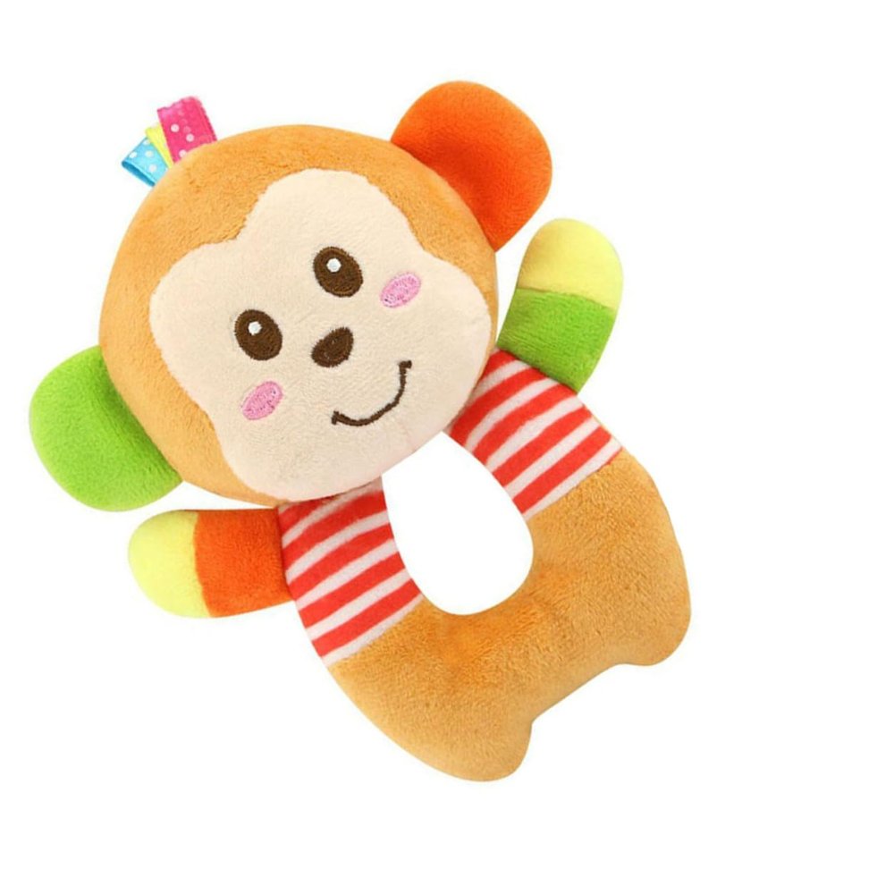 HANABASS Wrist Rattle Plush Monkey for Months O-Shaped Soft Cotton Hand Bell for Sensory Development Easy to Grasp Early Education for Boys