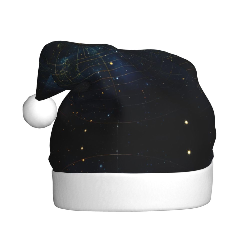 aabkjgfr Star Constellation Map Print Adult Santa Hat,Soft And Comfortable Santa Hat,Suitable For New Year'S Holiday Parties,Indoors And Outdoors.