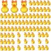 Geelin 100 Pcs Mini Resin Cheer Ducks Gifts Bulk Tiny Duck Figurines with Bows and Pom Pom for Cheerleader Team Gift DIY Decoration Craft(Orange) view 1