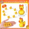 Geelin 100 Pcs Mini Resin Cheer Ducks Gifts Bulk Tiny Duck Figurines with Bows and Pom Pom for Cheerleader Team Gift DIY Decoration Craft(Orange) view 2