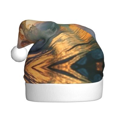 aabkjgfr Seaside Grand Waves Tidal Print Adult Santa Hat,Soft And Comfortable Santa Hat,Suitable For New Year'S Holiday Parties,Indoors And Outdoors.