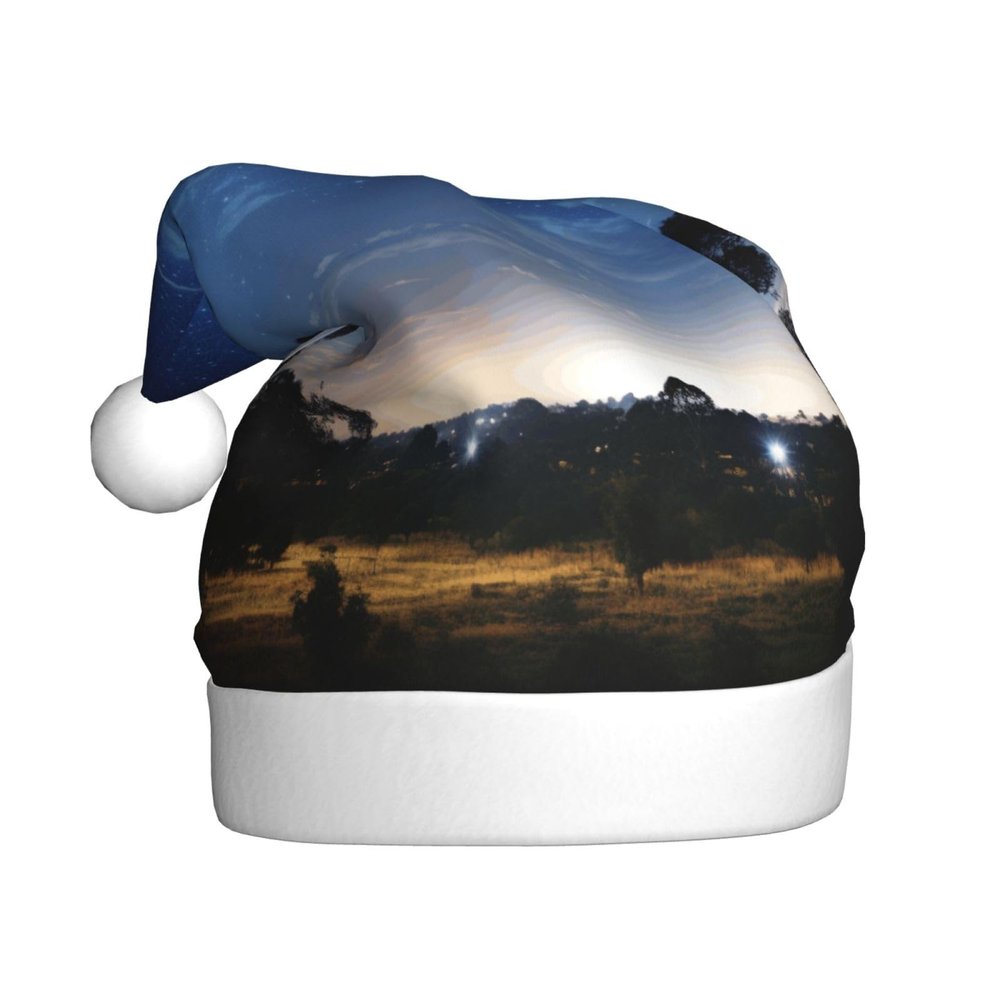 aabkjgfr Starry Sky Meteor Stars Print Adult Santa Hat,Soft And Comfortable Santa Hat,Suitable For New Year'S Holiday Parties,Indoors And Outdoors.