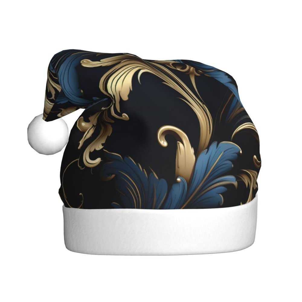 aabkjgfr Damask Pattern Print Adult Santa Hat,Soft And Comfortable Santa Hat,Suitable For New Year'S Holiday Parties,Indoors And Outdoors.