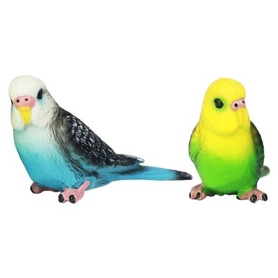 Beaupretty 2pcs Small Parrot Figurine Bird Model Realistic Miniature Decorative Ornaments for Home Office Cabinet Display Green Blue