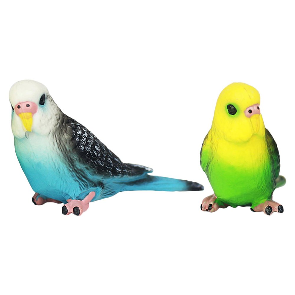 Beaupretty 2pcs Small Parrot Figurine Bird Model Realistic Miniature Decorative Ornaments for Home Office Cabinet Display Green Blue