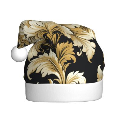aabkjgfr Damask Pattern Print Adult Santa Hat,Soft And Comfortable Santa Hat,Suitable For New Year'S Holiday Parties,Indoors And Outdoors.