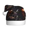 aabkjgfr Skull Rock Roll Skeleton Bone Print Adult Santa Hat,Soft And Comfortable Santa Hat,Suitable For New Year'S Holiday Parties,Indoors And Outdoors. view 1