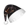aabkjgfr Skull Rock Roll Skeleton Bone Print Adult Santa Hat,Soft And Comfortable Santa Hat,Suitable For New Year'S Holiday Parties,Indoors And Outdoors. view 2