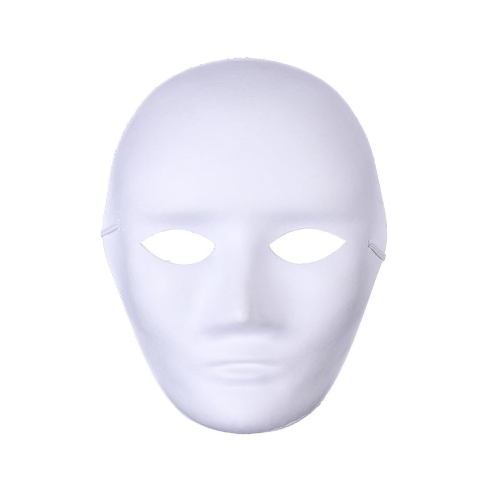 Abaodam 15pcs Halloween DIY Full Face Paper Pulp Masks Male Blank Painting Masks for Hip-hop Dance Scary Ghost Cosplay Masquerade Party Costume with Elastic Strap