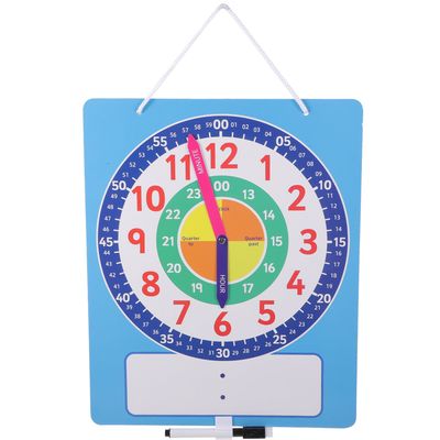 HOOTNEE Interactive Clock with Dry-Erase Board for Removable Hands Teaching Analog and Digital Bright Colors for Home and Classroom Use