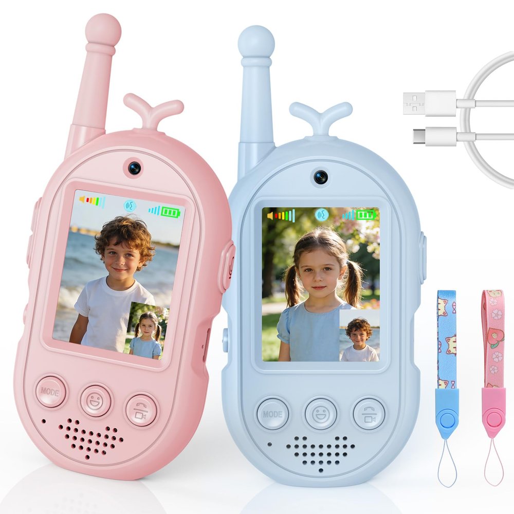 Video Walkie Talkies for Kids Toys - 2 Pack Rechargeable Walkie Talkie with Camera,Long Range 2 Way Radio for Outdoor Camping Games,Christmas Birthday Gifts for Boys Girls Age 3-12(Pink+Blue)
